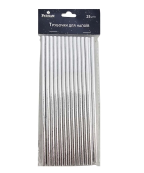 Трубочки для напитков TM Pelican "Серебряный глянец" - 25шт (871520)