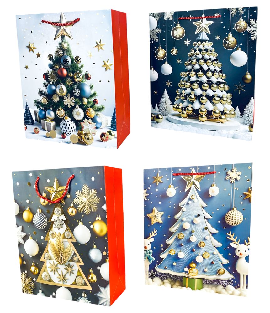 Пакет подарунковий  новорічний , 26 х 32 х 12cm 4 дизайни (Y2113M)