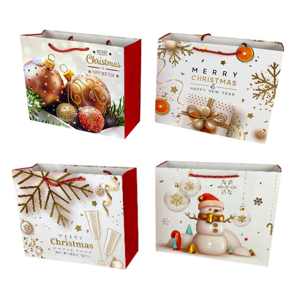Пакет подарунковий  новорічний, 4 дизайни, 210g , 42 х 31 х 12см (YC-613L-3)