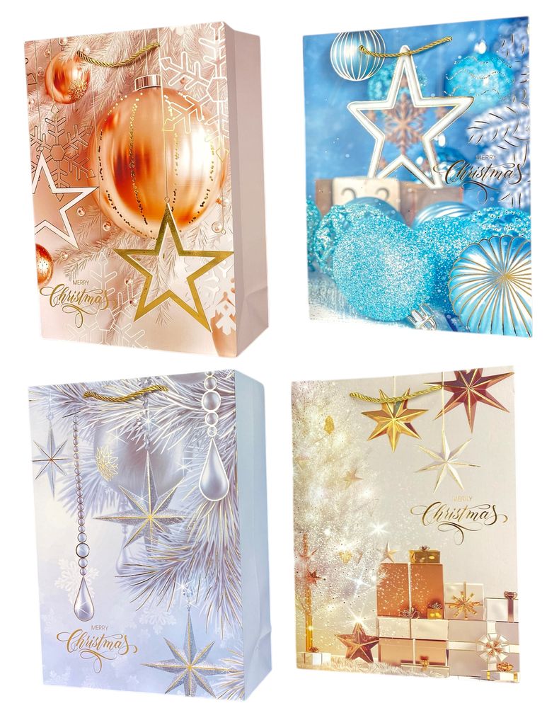 Пакет подарунковий  новорічний , 30 х 42,5 х 12cm 4 дизайни (Y2814L)