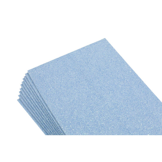 Фоамиран 1,8мм голубой  с глиттером -10листов- самоклейка, 8685 (8685)