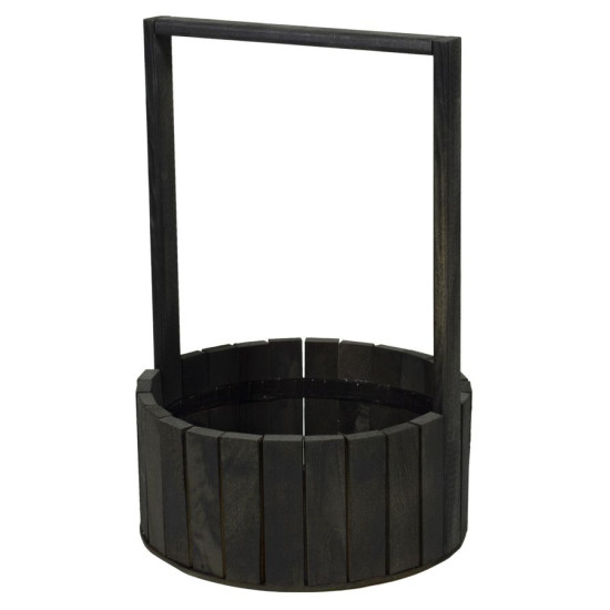 Корзина чёрная деревяная круглая большая BW-230 (BW-230 black)