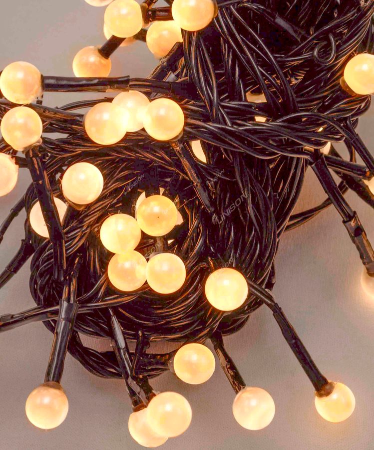 ЖЕМЧУГ 50 LED, 5м + переходник, белый теплый (1271-06)