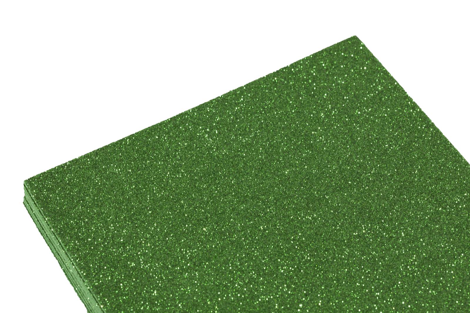 Фоамиран 2мм темно зеленый  с глиттером  10листов Зеленый Unison (8952)