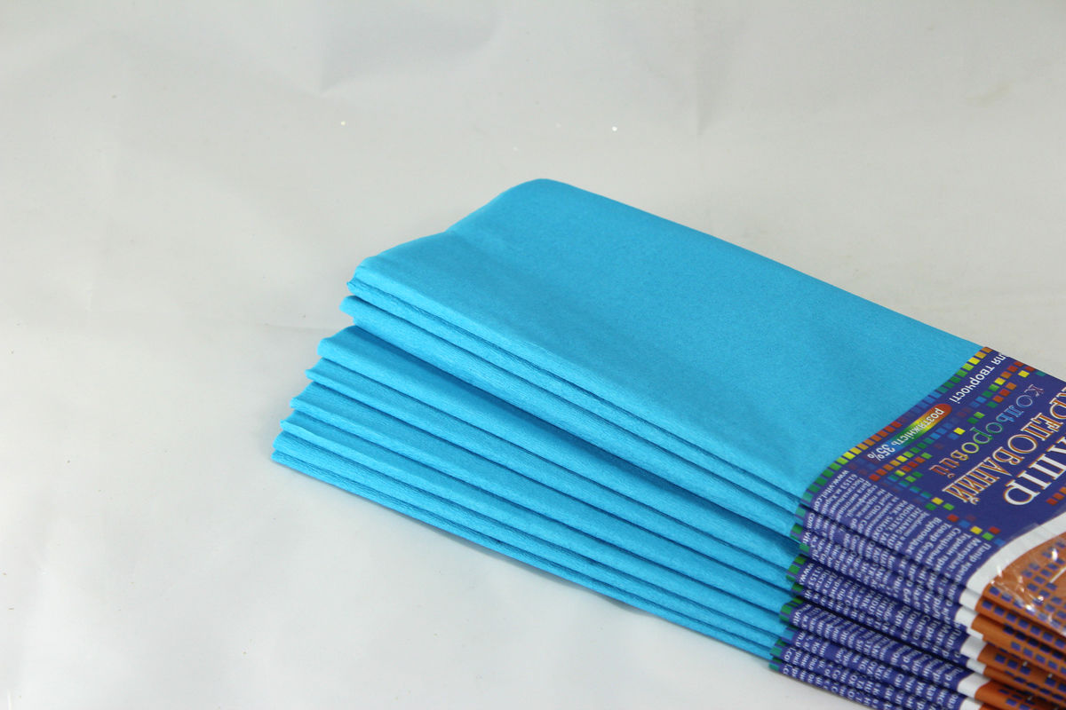Креп-бумага 35%, 50х200см, 20г/м2 - голубая, KR35-8009 (KR35-8009)