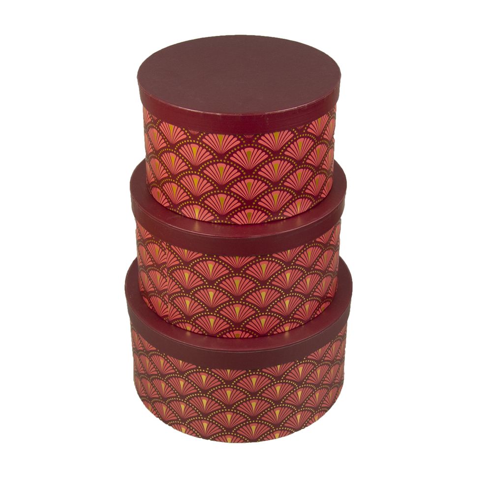 Коробка подарочная круглая в наборе  3шт (24,5 x 12,5cm/22 x 12cm/19,5 x 11,5cm) Коричневый Unison (W5966)