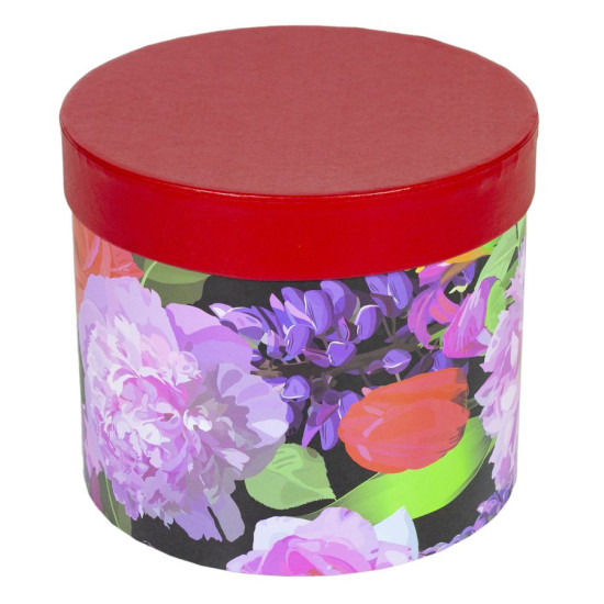 Круглая подарочная коробка для цветов  с цветами Unison,  371-25-3 (371-25-3)