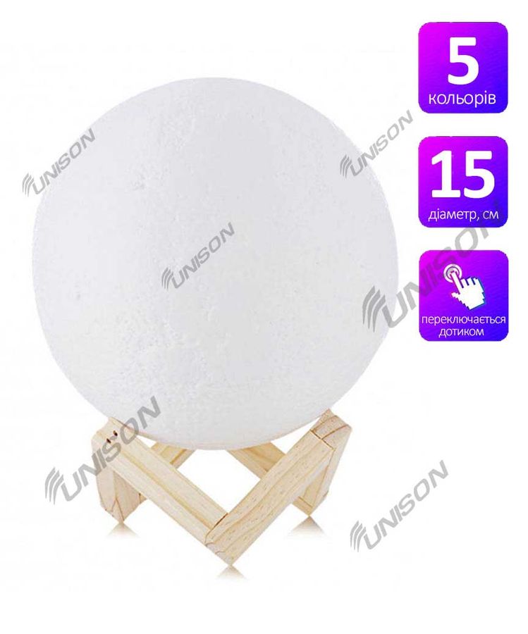 Нічник МІСЯЦЬ 15см,  5-ти колірний, 1863-24 (1863-24)