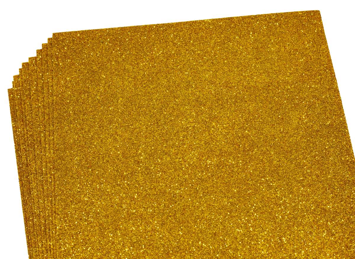 Фоамиран 1,0мм темно-желтый с глиттером   10 листов Желтый Unison (17GLA4-013)