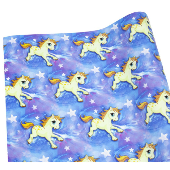 Папір подарунковий  крейдований 80г. зоряний єдиноріг , 1000х700  -10 аркушів (PVM10-125)