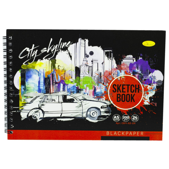Скетч-бук BLACK 24 листа, А5, блок: офсетная черная бумага 120г / м2 Разноцветный Без бренда (СБЧ-А5-24)