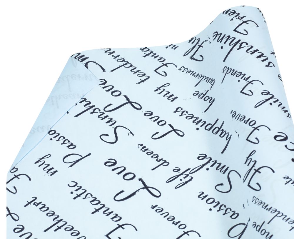 Бумага для упаковки подарков голубая Love Fantastic (Пт 854.21)