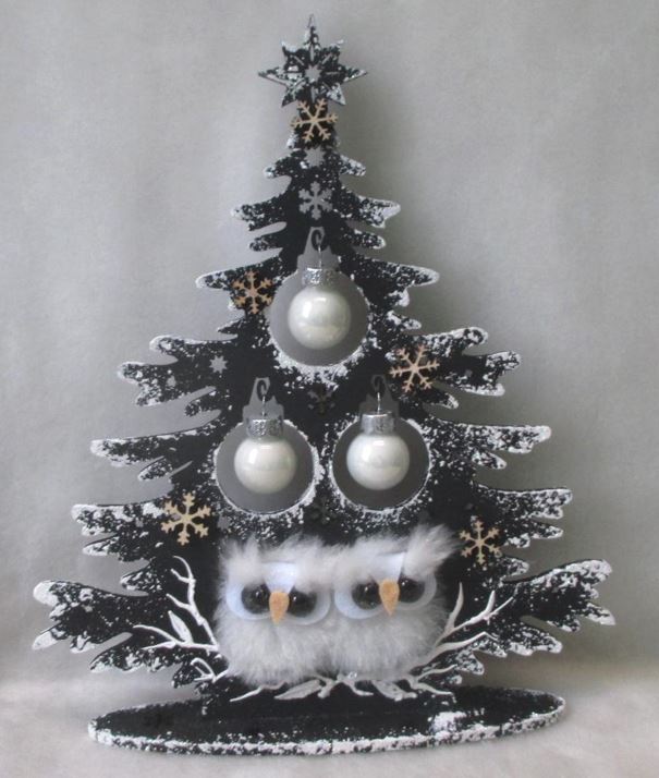 Новогодняя декорация "Елочка" черная с совами 23см Черный Unison (DT-2)