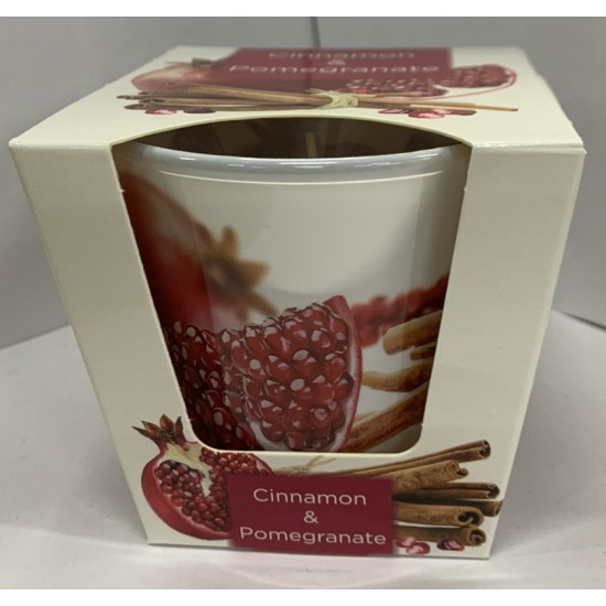 Свеча ароматическая «Корица и гранат» 30часов, 8см Белый Bartek Candles (69007)