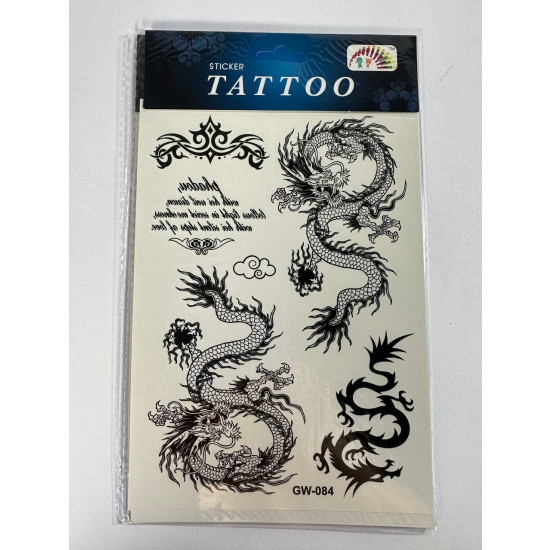 Наклейки - тату 23 х 13см, 12шт/уп Чорний Unison (SТ-1629-2)