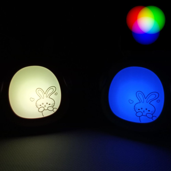 Лампа ночник детская LED "Зайка в наушниках" 11см 3 цвета (меняет цвет) USB Разноцветный Без бренда (5703)