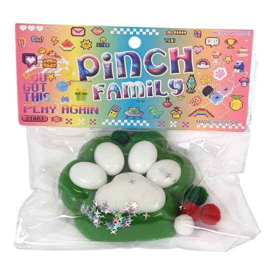 Таба сквіш антистрес  7см Лапка Новорічна (712210 green and white)