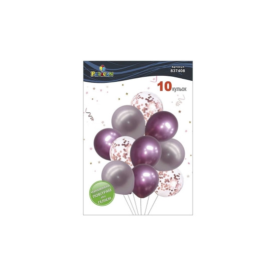 Набір з 10 латексних кульок "Вишуканий рожевий" хром, Pelican (837408)