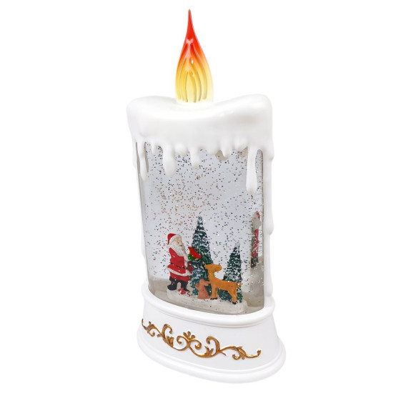 Свічка декоативна світлодіодна LED музична з хуртовиною "Санта Клаус з подарунками" 30,5см, 2 види (2416)