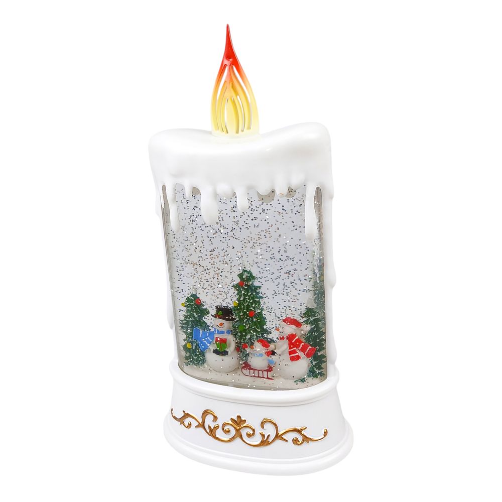 Свічка декоативна світлодіодна LED музична з хуртовиною "Санта Клаус з подарунками" 30,5см, 2 види (2416)