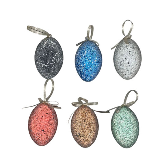 Набір великодніх яєць 6 х 4см "Цукрові" - 6шт з стрічкою (L00144)