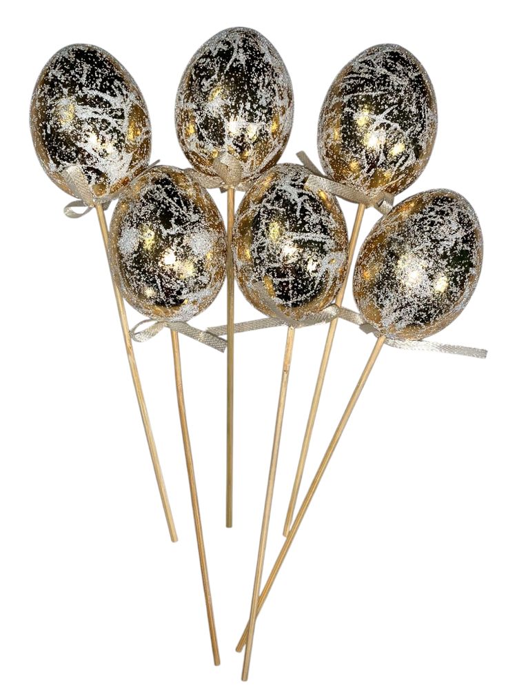 Топпер пасхальные яйца 6 х 4,5см  Ретро-золото -6шт (L00134)