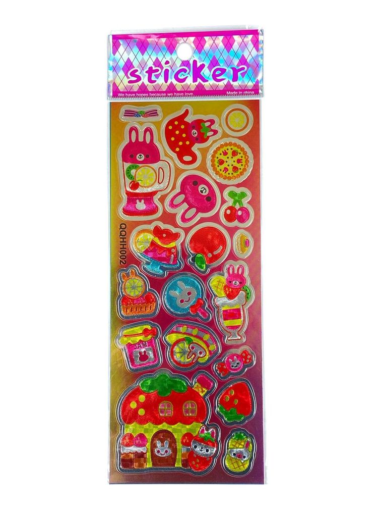 Наклейка пластиковая лазерная 7 х 17см "Зайчики" (QQHH002)