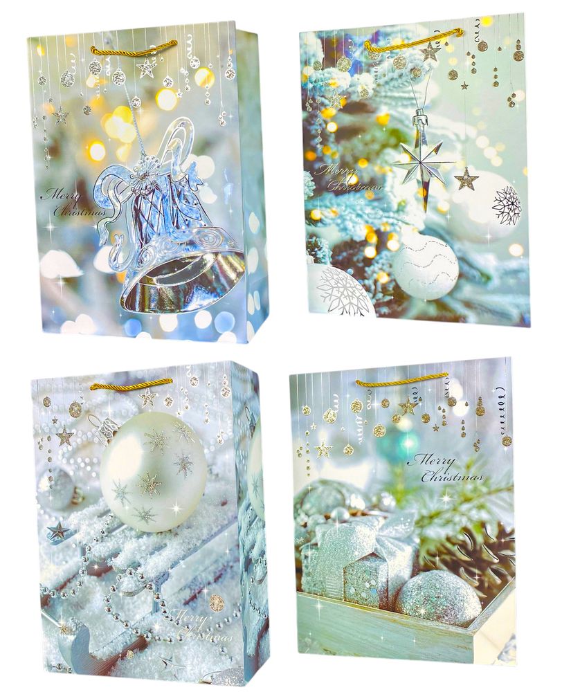Пакет подарунковий  новорічний , 30 х 42,5 х 12cm 4 дизайни (Y-2816L(21816))