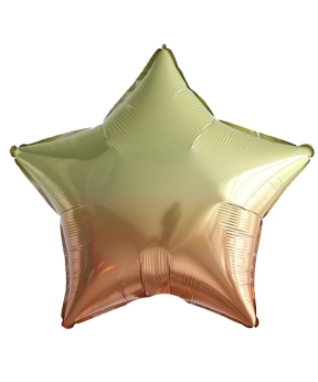 Шарик фольг 18' ЗВЕЗДА ОМБРЕ ЯНТАРНО  ЗОЛОТАЯ 45см (цена за упак/5шт) (832677)