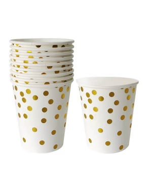 Стаканчики  паперові TM Pelican   "Білі з золотим горошком" -  10шт (871405)