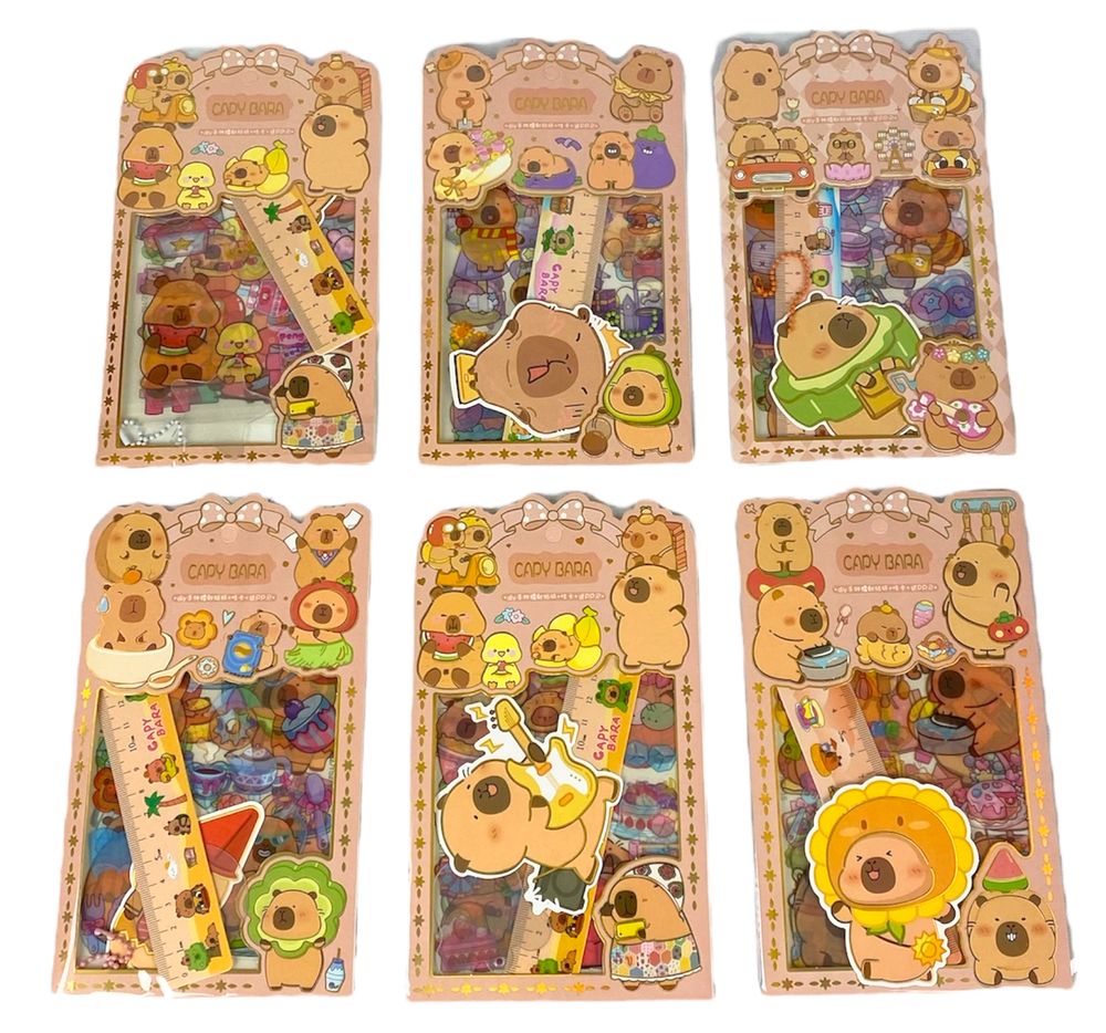 Набор для творчества "Капибара": наклейки 4 листа, брелок для наклейки наклейок, линейка 15см (SZ/152)