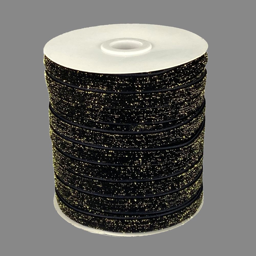 Бархатная лента блестящая 1,0 см х  50 ярдов Черный Marill (D16710- C 138)