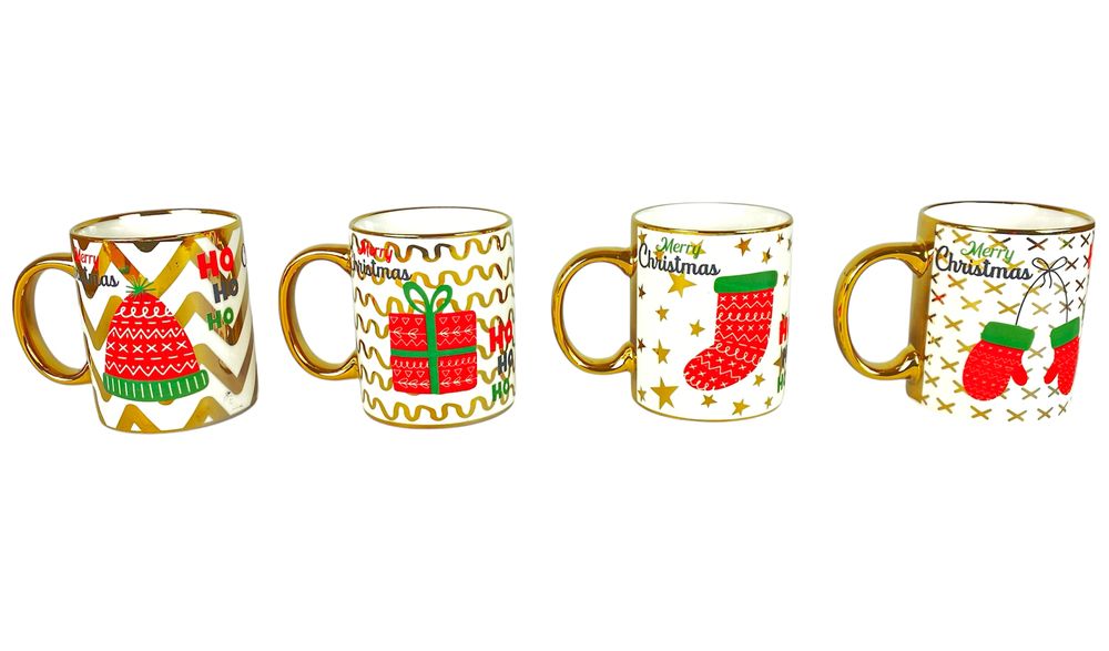 Чашка 350мл Новорічний принт із золотом (CP7438)