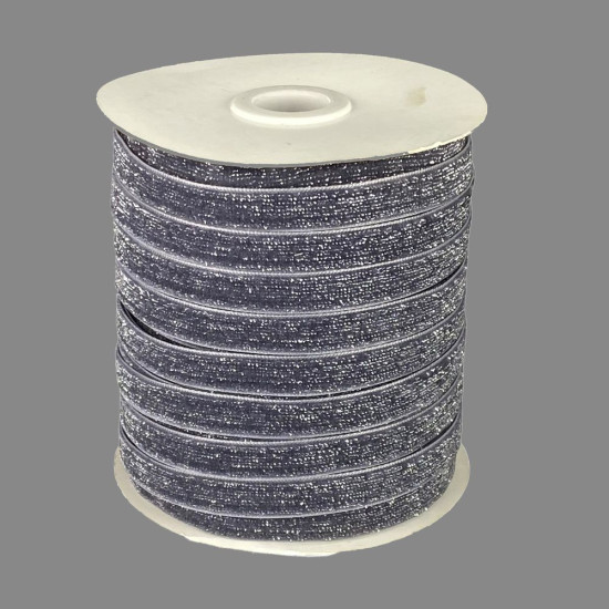 Бархатная лента блестящая 1,0 см х  50 ярдов Серый Marill (D16710- C 130)