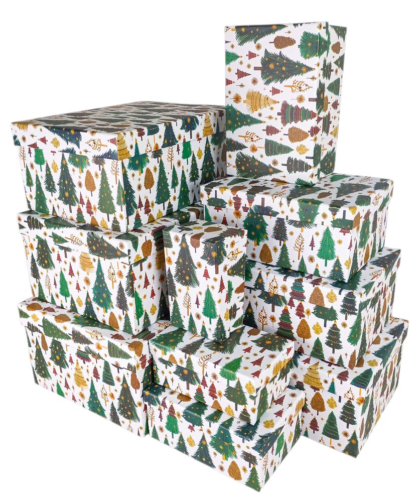 Подарункова новорічна коробка 29 х 21 х 9см, 10шт/наб (3565-10)