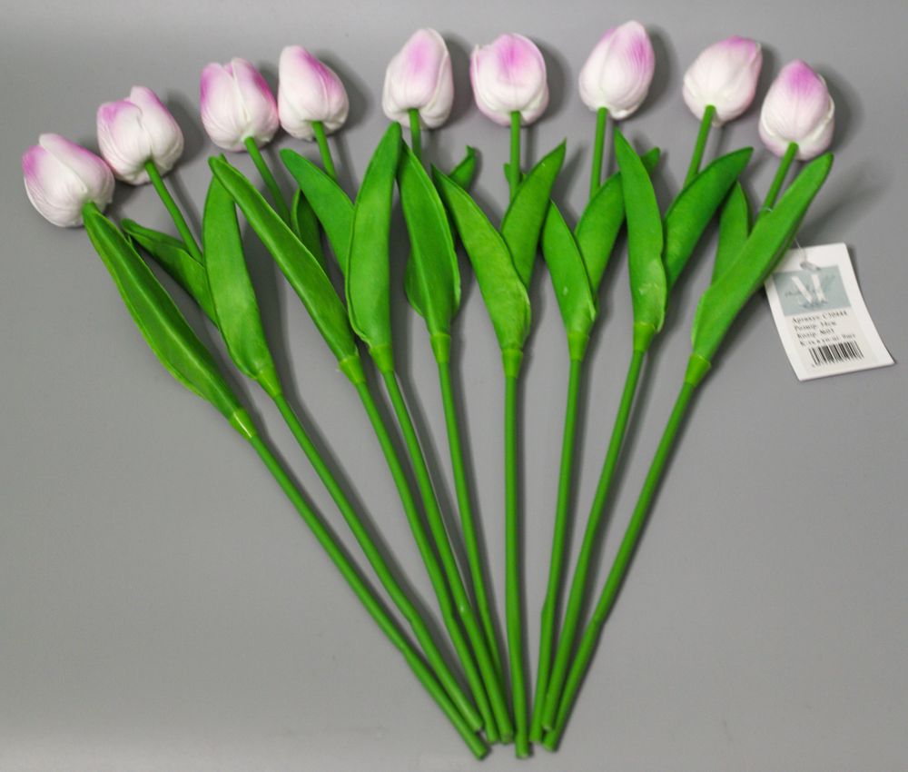 Букет латексних тюльпанів з ефектом живого дотику 9 бутонів (4 х 4см)  орхідея 34 см Різнокольоровий Marill (C30444-03)