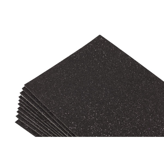 Фоамиран 1,8мм черный  с глиттером -10листов- самоклейка, 8681 Черный Unison (8681)