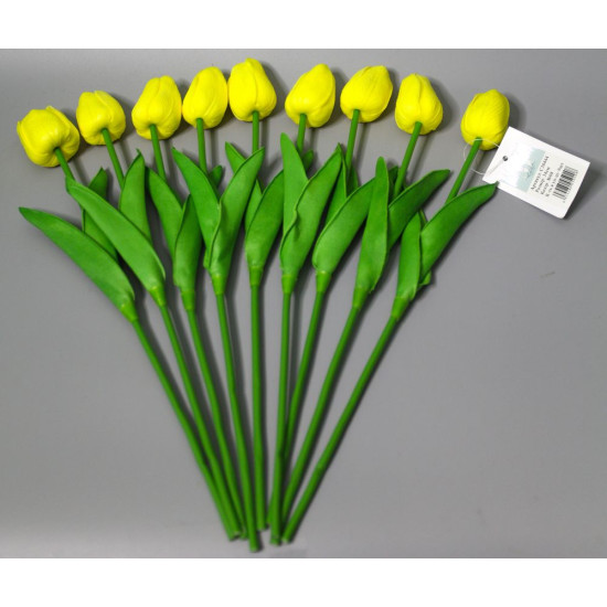 Букет латексних тюльпанів з ефектом живого дотику 9 бутонів (4 х 4см)  жовтий  34 см Жовтий Marill (C30444-08)