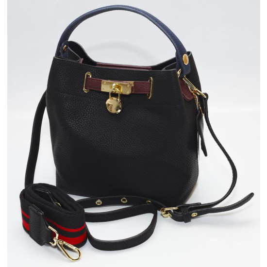 Сумка женская черная 21х26см + косметичка 14,5х22см  экокожа (921-3  black)