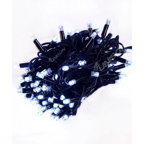 Гирлянда уличная + FLASH 100 LED 10м (черный провод 3,3мм)  белый Белый Unison (1431-30)