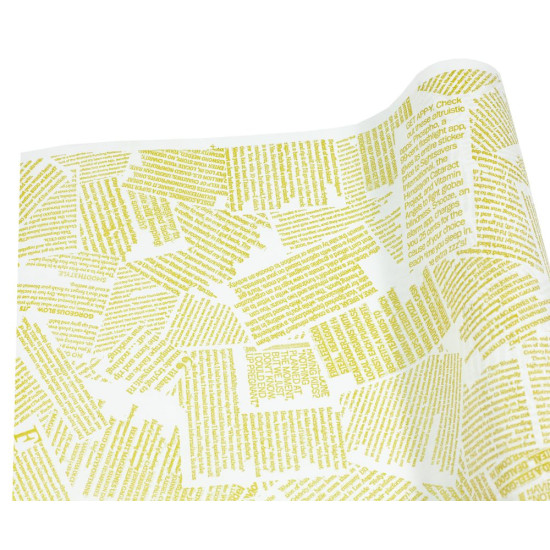 Крафт бумага белая "газета" золотой шрифт Белый Unison (Пт 414.1)