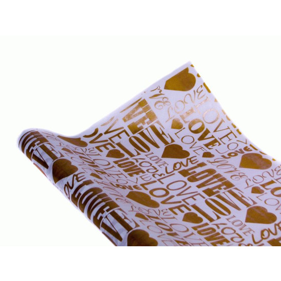 Крафт бумага под-я "LOVE " золото.шрифт на белом. 0,7х8м Різнокольоровий Unison (Пт 801)