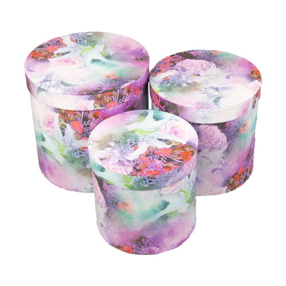 Коробка подарочная круглая  в наборе  3 шт (19,5 x 19cm/17,5 x 17cm/15,5  x 15cm) Разноцветный Unison (W5941)