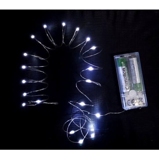 Гирлянда роса на батарейках 20 LED, 2м, белый Белый Без бренда (1975-03)