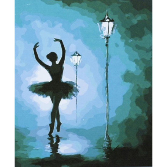 Картина по номерам "Балерина в свете фонарей" 40*50см,крас.-акрил,кист (9309)