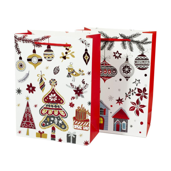 Пакеты 18x24x8см подарочные новогодние с фольгой, Unison, 5392S (5392S)