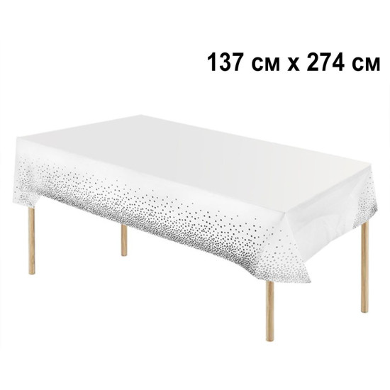 Скатерть 274 * 137см,серебряный горошек 872014 Unison (872014)