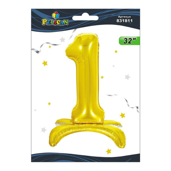 Цифра на подставке Pelican, "1" ЗОЛОТО 80см Золотой Pelican (831811)