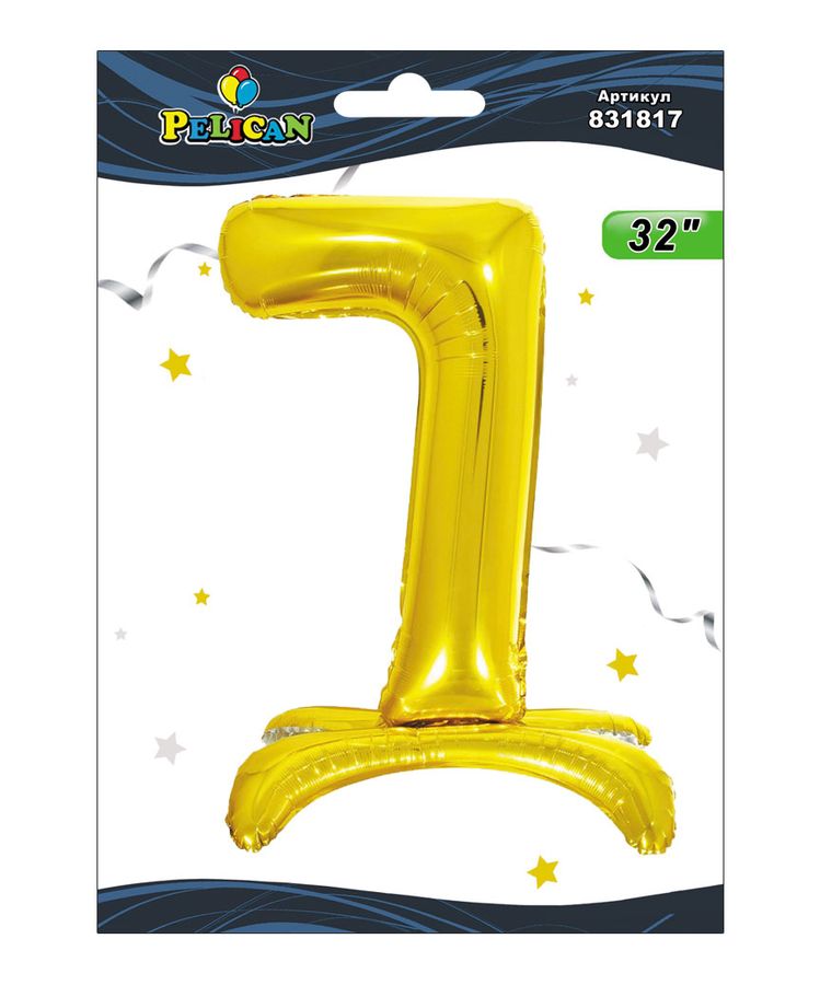 Цифра фольгована на подставке Pelican "7" ЗОЛОТО 80см Золотой Pelican (831817)