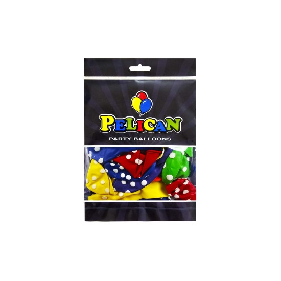 Шарики латексные Pelican 12" (30см) "Горошек" 5-стор 50шт Разноцветный Pelican (824011)